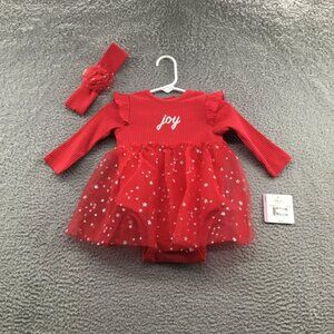 Little Me Holiday Tutu‎ Bodysuit with Headband Red 9 M